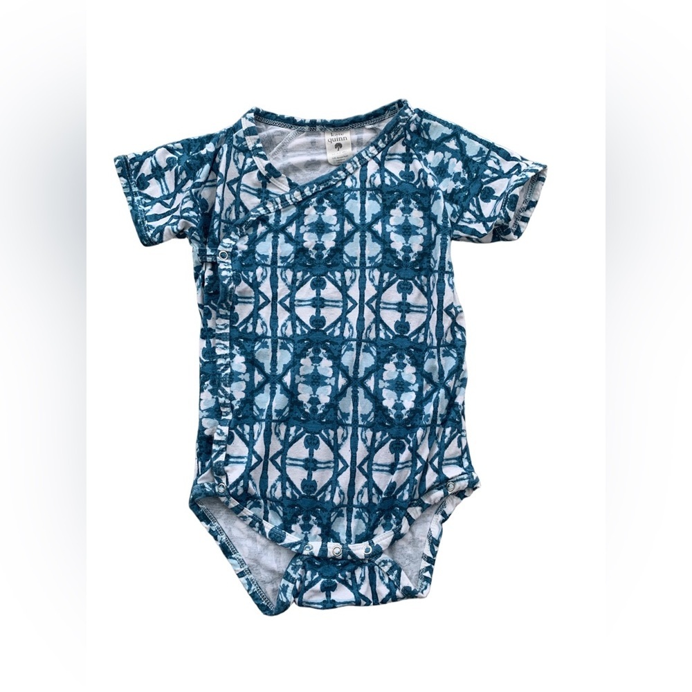 Kate Quinn Size 18-24 Months Blue Shibori Bamboo Wrap Bodysuit